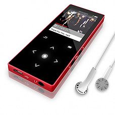 [해외]8GB MP3 Player with Bluetooth 4.0, Dansrueus Lossless HiFi Sound Audio Music Player with FM Radio/ Recorder, Metal Shell Touch Button (Expandable SD Card up to 64GB) (Red)