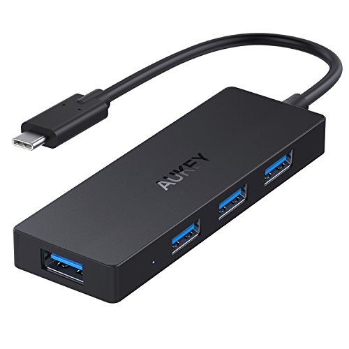 [해외]AUKEY USB C Hub, Ultra Slim USB C Adapter with 4 USB 3.0 Ports for MacBook Pro 2017 iMac, Google Chromebook Pixelbook, XPS, 삼성 S9, S8 & More USB Type C Devices (Black)
