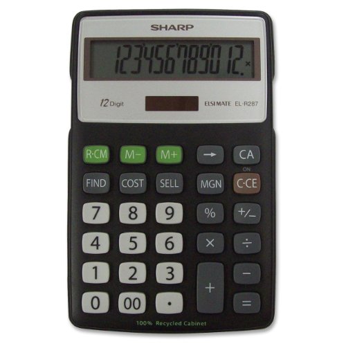 [해외]샤프 Calculators EL-R287BBK 12-Digit Recycled Plastic Cabinet Calculator - Black