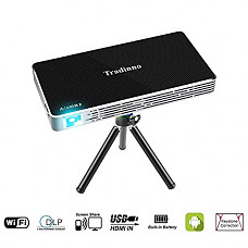 [해외]Tradinno Mini Smart Portable Projector, HD DLP Pico Home Theater Video Wireless 1080P Pocket 프로젝터 Support HDMI, USB, TF Card, WIFI, Bluetooth, VGA, AV