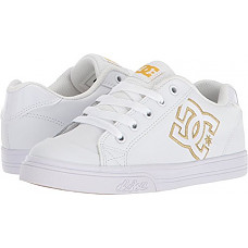 [해외]DC Girls Youth Chelsea SE Skate Shoe, White/Gold, 4 M US Big Kid