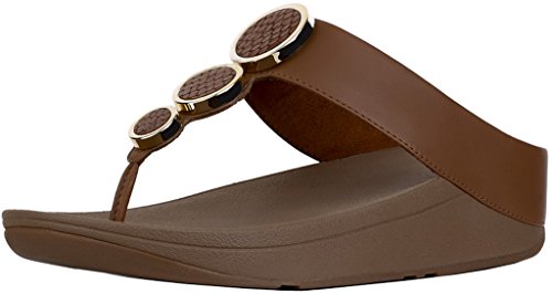 [해외]핏플랍 Trade; Womens Halo™ Leather Toe-Thong Sandals Dark Tan Size 9