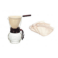 [해외]하리오 Drip Pot Woodneck and 3 Extra Filters (for a total of 4 filters)