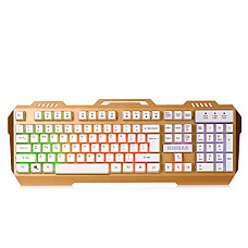 [해외]LumsBurry Metal Base RainBow Backlit LED Gaming Keyboard … (Gold White)