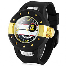 [해외]Quartz Watch with Arabic Numerals Indicate Round Dial Rubber Watchband for Men