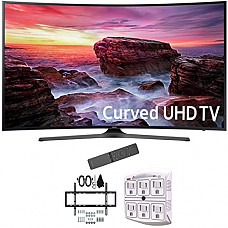[해외]삼성 49" Curved 4K Ultra HD Smart LED TV 2017 Model (UN49MU6500FXZA) with Deco Mount Slim Flat Wall Mount Ultimate Bundle Kit for 32-60 inch TVs & Stanley 6-Outlet Surge Adapter with Night Light