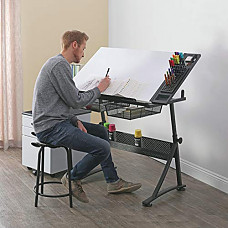 [해외]Studio Designs Modern Fusion Craft Center with 24" Tray and Stool, Charcoal/White