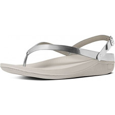 [해외]핏플랍 Womens Flip Leather Sandals, Silver Mirror Sandal, Size 9