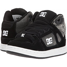 [해외]DC Boys Youth Rebound SE Skate Shoe, Black Print, 6 M US Big Kid