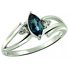 [해외]RB Gems Sterling Silver 925 Ring GENUINE GEMS (LONDON BLUE TOPAZ, GARNET) 0.75 Ct Rhodium-Plated Finish (5, london-blue-topaz)