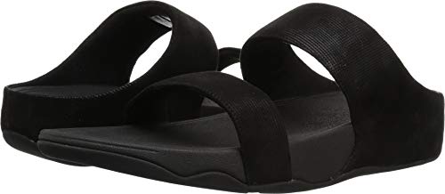 [해외]핏플랍 Womens Lulu Slide Shimmer-Check Sandal, Black, 8 M US
