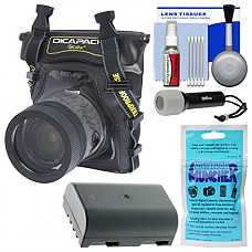 [해외]DiCAPac WP-S5 방수 Case for Compact DSLR Cameras with DMW-BLF19 배터리 + LED Torch + Accessory Kit for Panasonic Lumix DMC-GH4, DC-GH5