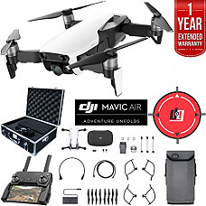 [해외]DJI Mavic Air Drone Combo 4K Wi-Fi Quadcopter with Remote Controller Deluxe Bundle with Hard Case, Dual Battery, Landing Pad and 1 Year Warranty Extension (Arctic White)