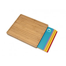 [해외]Lipper International 8869 Bamboo Wood Cutting Board with 6 Colored Poly Inlay Mats, 16" x 13-1/8" x 1-5/8"