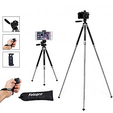 [해외]iPhone Tripod, Smartphone Tripod, Fotopro 39.5 Inch Aluminum 카메라 Tripod + Bluetooth Remote Control + Smartphone Clip Mount + Tripod Bag (4K-MS)