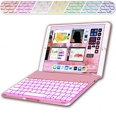 [해외]아이패드 Keyboard Case 9.7 | 아이패드 2018, 2017, Air | Bluetooth Wireless Backlit | Aluminum Ultra-thin Protector Cover | 애플 5th 6th Generation Model | Auto Sleep-Wake | Backlight (Ultrabook, Rose)