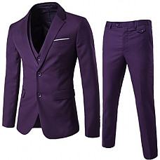 [해외]WULFUL Mens Suit Slim Fit 3 Piece Suit Blazer Two Button Tuxedo Business Wedding Party Jackets Vest&Trousers