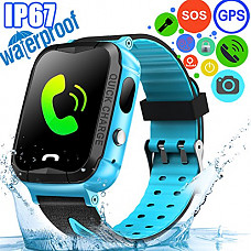 [해외]Kids Smart Watch Phone GPS Tracker for Girls Boys with SIM IP68 방수 Fitness Tracker SOS 카메라 Anti-lost Game Watch Swim Summer Outdoor Birthday Gift Sport Wearable Phone Watch (Blue)
