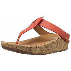 [해외]핏플랍 Womens Ibiza Cork Leather Toe-Thong Sandals Flip Flop, Flame, 9 M US