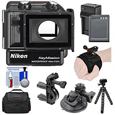 [해외]니콘 WP-AA1 방수 Case for KeyMission 170 Action 카메라 with EN-EL12 배터리 & Charger + Handlebar & Hand/Wrist Mount + Case + Tripod Kit
