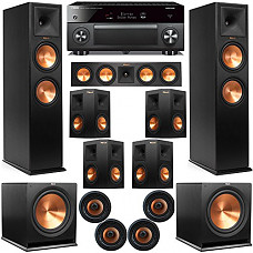 [해외]Klipsch 11.2 Dolby Atmos Home Theater System with RP-280F Tower Speakers, 450C Center, R-115 Subwoofers, 250s Surround, CDT-5800CII Ceiling, with Yamaha RX-A3070 Receiver