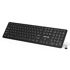 [해외]Wireless Keyboard — Jelly Comb 2.4G Ultra Slim Wireless Keyboard K057 Full Size Keyboard with Nano Receiver for PC Laptop Desktop Win/7/8/10/Vista-(Black)