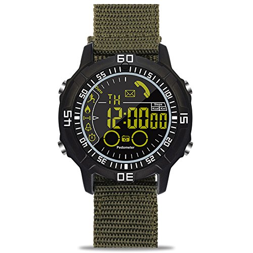 [해외]ROADTEC Men Digital Sport Smart Watches, 5ATM 방수 Bluetooth 4.0 Watch with Call SMS Notification Remote 카메라 for Android IOS iPhone(Green)