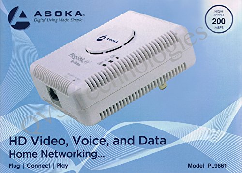 [해외]Asoka PlugLink ETH-200 Mbps HomePlug Powerline Ethernet Adapter - 9661-I3 (1 unit)