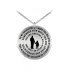 [해외]Daughter Necklace From Dad - Silver Laser Engraved Personalized Pendant Charm From Father