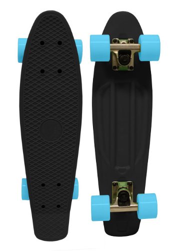 [해외]PARADISE Plastic Cruiser Skateboard, Black/Blue, 6 x 22-Inch