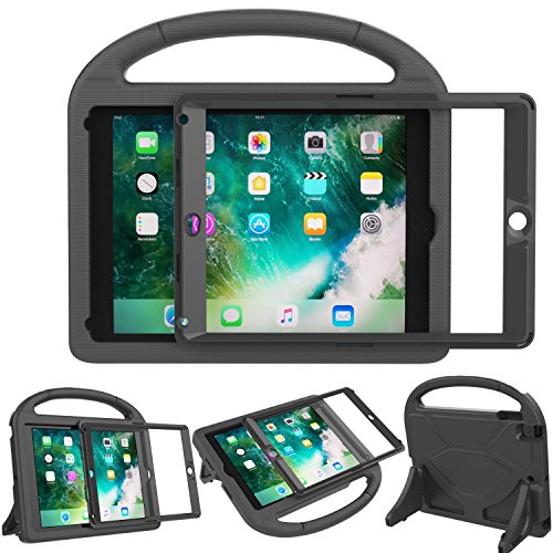 [해외]LEDNICEKER Kids Case for New 아이패드 9.7 2018/2017 - Built-in Screen Protector Light Weight Shock Proof Handle Friendly Convertible Stand Kids Case for 애플 New 아이패드 9.7 2017/2018 (ipad 5&6) - Black