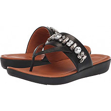[해외]핏플랍 Womens Delta¿ Bejewelled Toe Post Black 6 M US M (B)