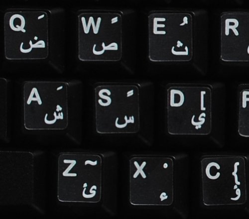 [해외]ARABIC STICKERS FOR KEYBOARD WITH WHITE LETTERS TRANSPARENT FOR COMPUTER LAPTOPS DESKTOP