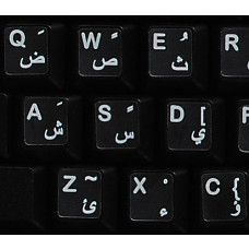 [해외]ARABIC STICKERS FOR KEYBOARD WITH WHITE LETTERS TRANSPARENT FOR COMPUTER LAPTOPS DESKTOP