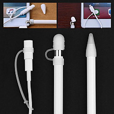 [해외]KOBWA Soft Silicone Protection Set - Pencil Cap Holder/Nib Cover/Lightning Cable Adapter Tether, Shockproof Drop Proof Cover for IPad Pro 9.7/10.5 Pen Accessories