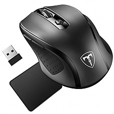 [해외]VicTsing Wireless Mouse and Mouse Pad Set, 2.4G Wireless Portable Mobile Mouse Optical Mouse with USB Receiver and Mouse Pad Combo for Notebook, PC, Laptop, Computer, Macbook (Black)