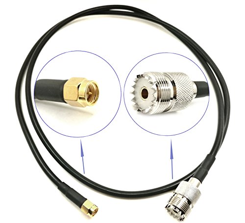 [해외]RF LMR200 Pigtail Low Loss Cable SMA Male to UHF SO-239 Female Coaxial Antenna Connector 43 (3,6ft/110cm)