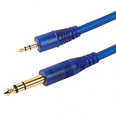 [해외]1/8 male to 1/4 male stereo cable Gold Plated 3.5mm 1/8 Male to 6.35mm 1/4 Male TRS Stereo Audio Cable - blue 5 Feet