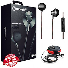 [해외]Woozik B900 Earphones, With Stereo Sound, Built-in Mic, Volume Control, and Carrying Case(Onyx Black)