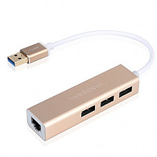 [해외]USB Ethernet Adapter, VANDESAIL USB 3.0 to RJ45 Network Adapter 10/100 Mbps with 3 Port Hub for Mac OS
