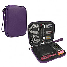 [해외]BUBM External Hard Drive Carry Bag, Organizer for Hard Drive, Power Bank, USB Flash Drive, SD Cards and Other Accessories, Purple