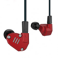 [해외]Quad Driver Headphones,ERJIGO KZ ZS6 High Fidelity Extra Bass Earbuds without Microphone,with Detachable Cable (Red)