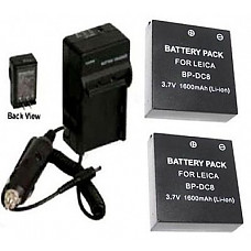 [해외]TWO 2 BP-DC8 BP-DC8E Batteries + Charger for Leica X1 Digital 카메라 BPDC8 BPDC8E