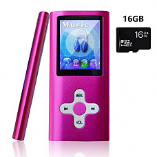 [해외]Lonve MP3 Player MP4 Player 16GB Portable Media Music Player with FM Radio Voice Recorder Supporting MP3 WMA WAV Perfect for Kids Sports Pink