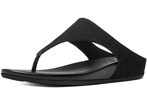 [해외]핏플랍 Trade; Womens Banda™ Perf Leather Toe-Thong Sandals All Black Size 5