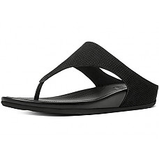[해외]핏플랍 Trade; Womens Banda™ Perf Leather Toe-Thong Sandals All Black Size 5