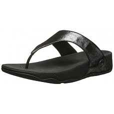 [해외]핏플랍 Womens Lulu Shimmersuede Flip Flop, Black, 8 M US