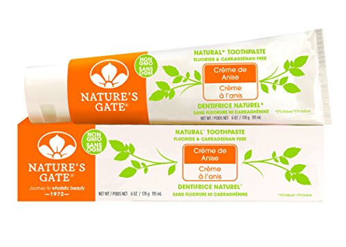[해외]Natures Gate Natural Toothpaste, Creme de Anise, Fluoride Free; Vegan, Non GMO, Carageenan Free, Gluten Free, Soy Free, Paraben Free, Sulfate Free, Cruelty Free, 6 Ounce Recyclable Tubes (Pack of 6)