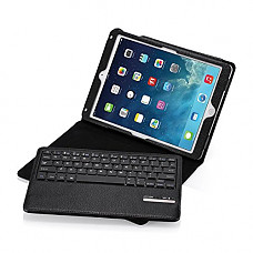 [해외]아이패드 Air/iPad Air 2 Keyboard + Leather Cover, Poweradd Bluetooth 아이패드 Keyboard Cover w/Removable Wireless Keyboard, Built-in Multi-angle Stand for 애플 아이패드 Air 1/2, 아이패드 5/6 [iOS 10+ Support]