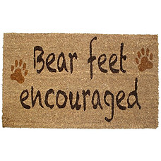 [해외]J&M Home Fashions Natural Coir Coco Fiber 미끄럼방지 Outdoor/Indoor Doormat, 18x30", Heavy Duty Entry Way Shoes Scraper Patio Rug Dirt Debris Mud Trapper Waterproof-Bear Feet